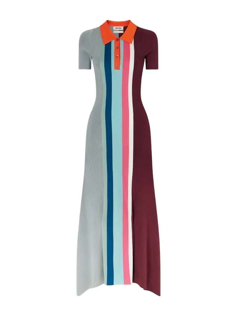 Christopher John Rogers Striped Crochet-knit Jersey Maxi Dress