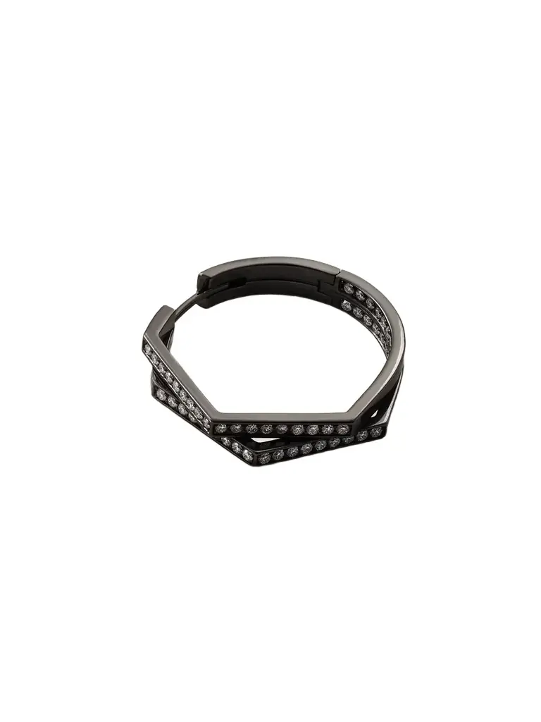 Repossi Antifer Medium 18-karat Blackened Gold Diamond Single Hoop Earring