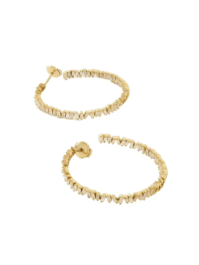 Suzanne Kalan 18-karat Gold Diamond Hoop Earrings