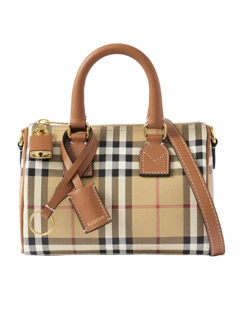 Burberry Mini Bowling Leather-trimmed Checked Bag