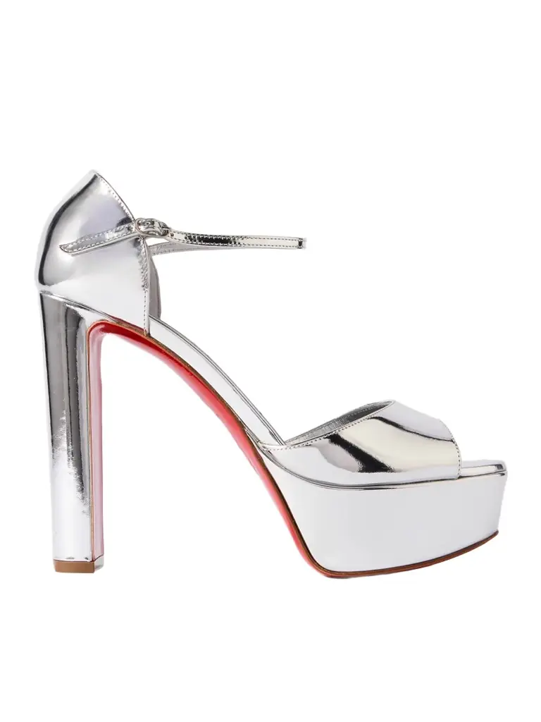 Christian Louboutin Sandaloo 130 Mirrored-leather Platform Sandals