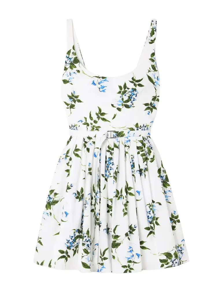Emilia Wickstead Eglantine Belted Gathered Floral-print Cotton-poplin Mini Dress