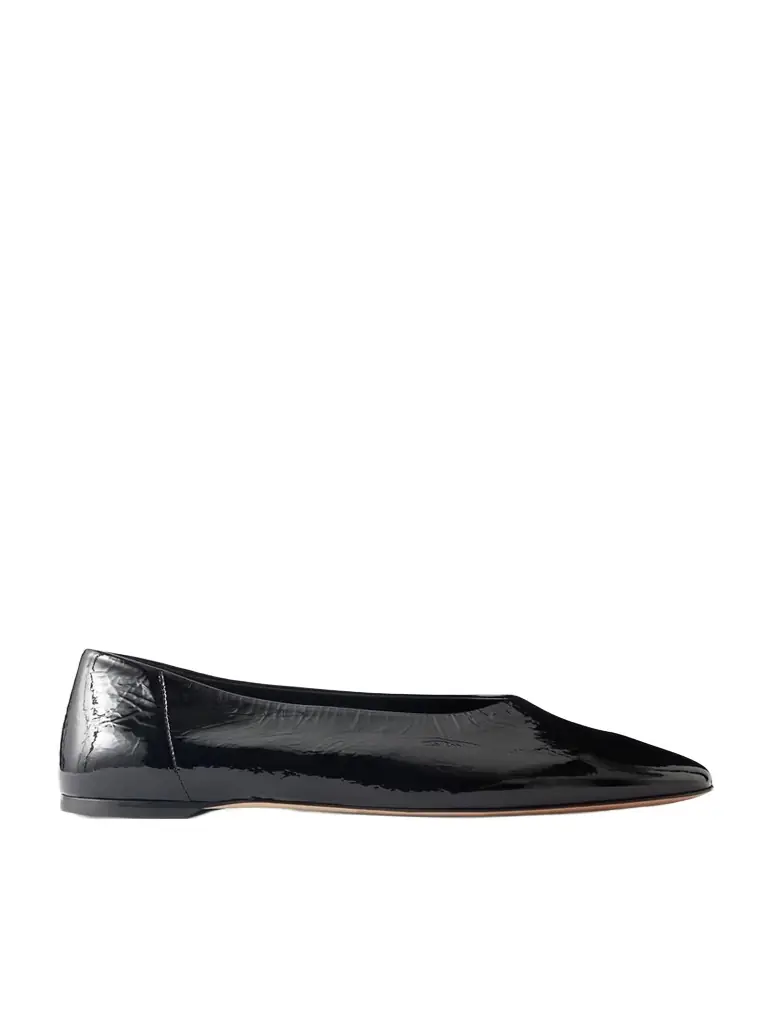 TOTEME Crinkled Patent-leather Ballet Flats