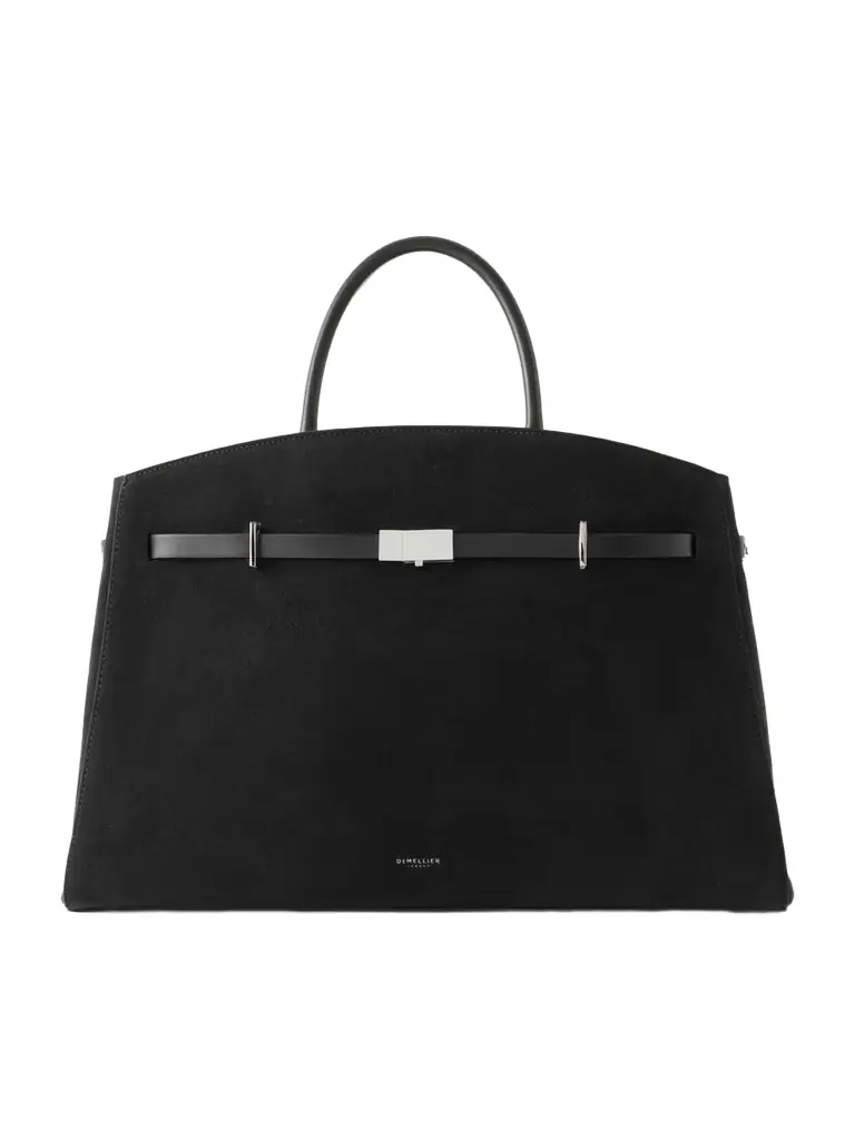 DeMellier The Hudson Leather-trimmed Suede Tote