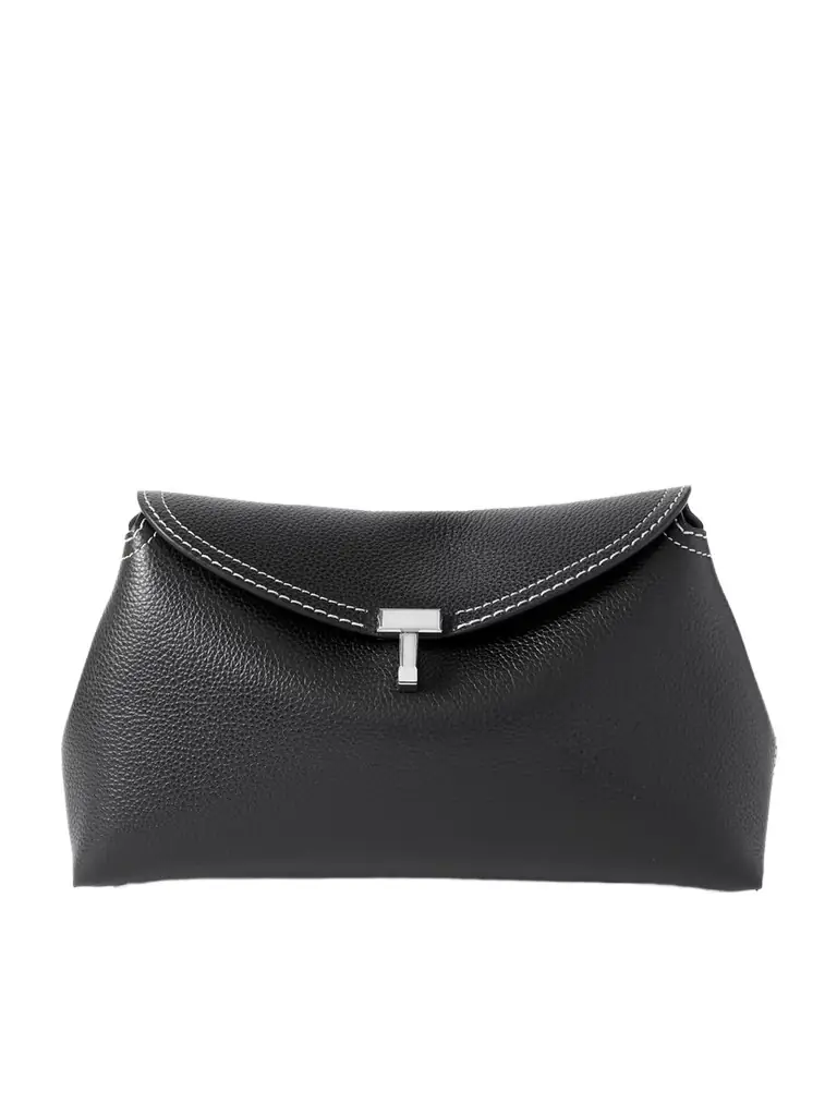 TOTEME T-lock Textured-leather Clutch