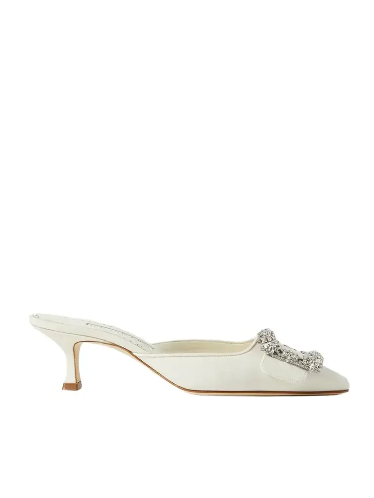Manolo Blahnik Maysale 50 Buckled Crepe De Chine Mules