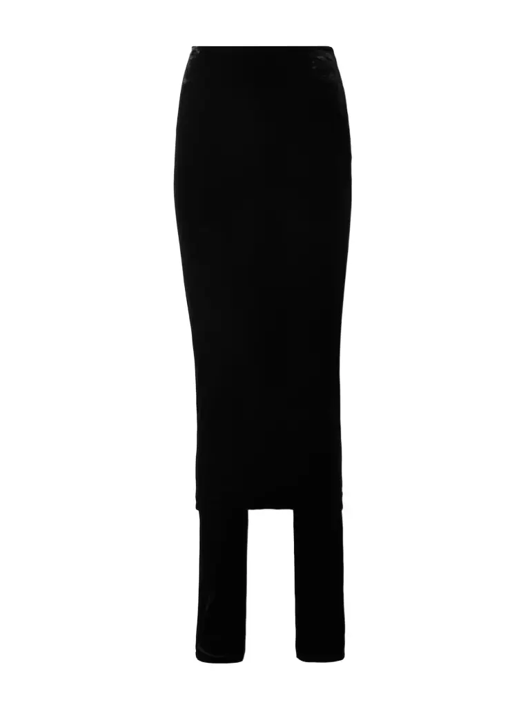 Alaïa Layered Stretch-velvet Straight-leg Pants