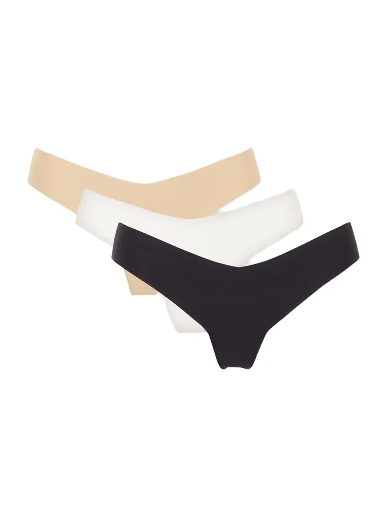 Commando Three-pack Cotton-blend Thongs