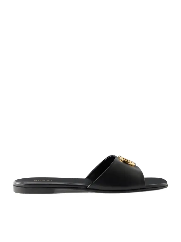 Gucci Logo-embellished Leather Slides - Women's Shoes