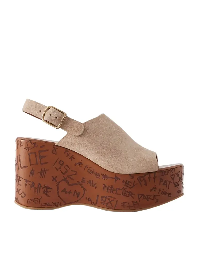 Chloé Maxime Suede Platform Wedge Sandals