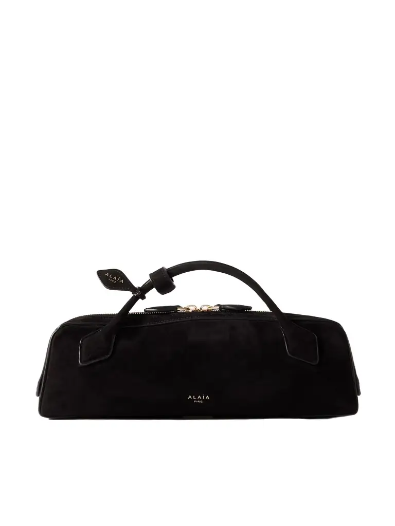 Alaïa Le Teckel Leather-trimmed Suede Clutch
