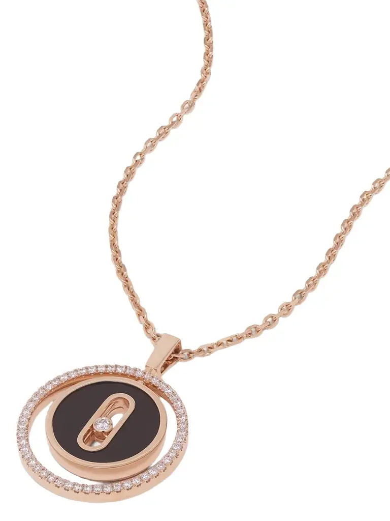 Messika Lucky Move 18-karat Rose Gold, Onyx And Diamond Necklace