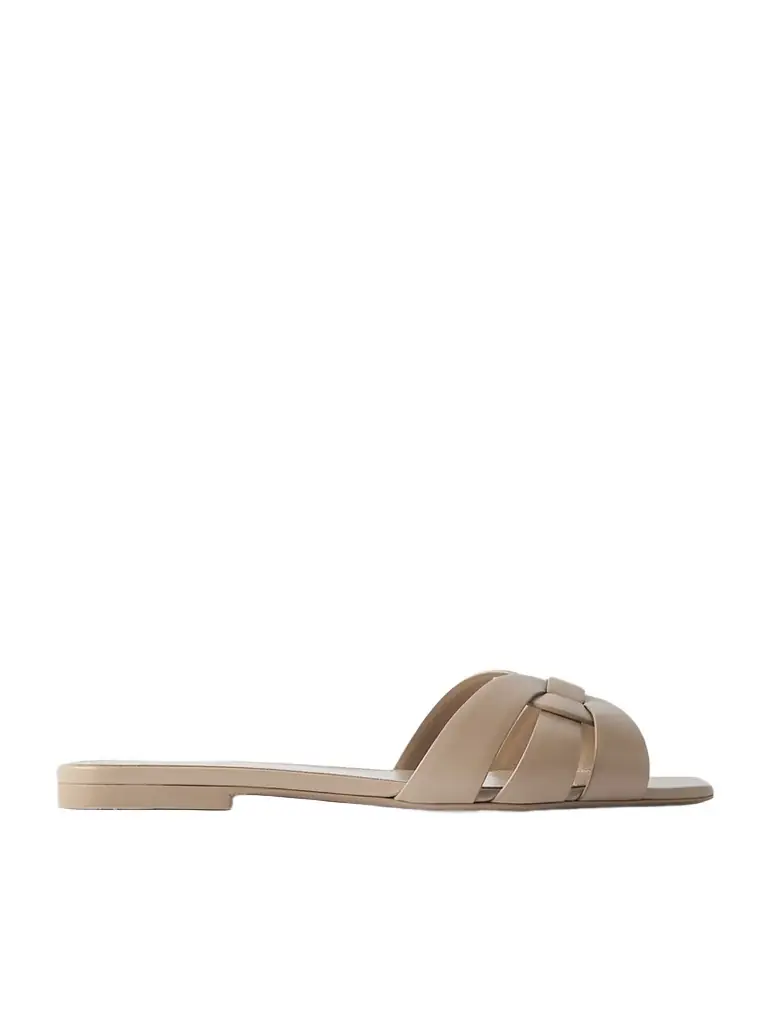 Saint Laurent Tribute Woven Leather Slides