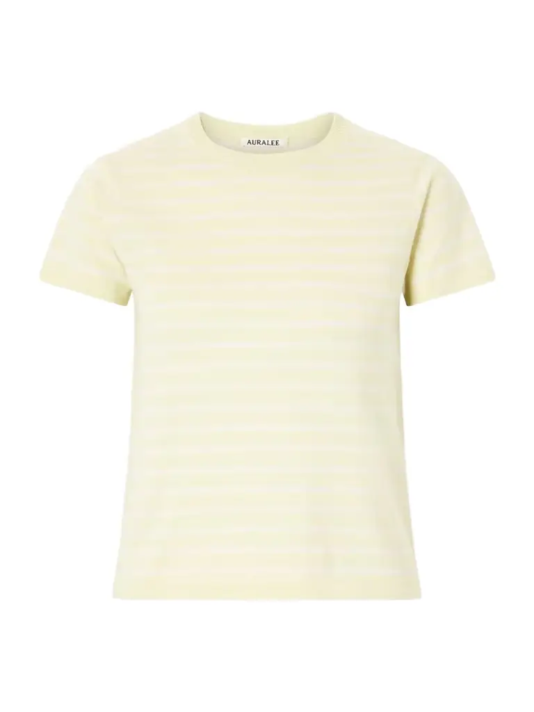 Auralee Knitted Striped Cotton T-shirt