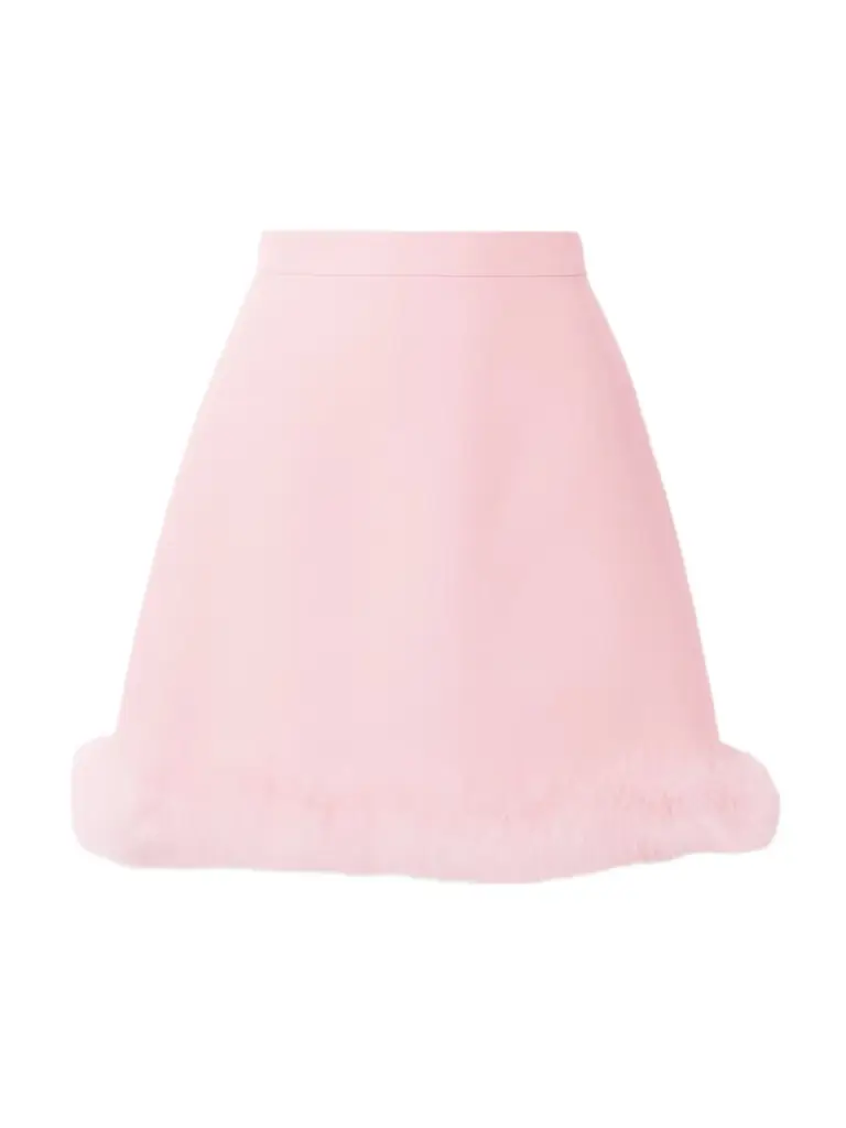 Valentino Garavani Feather-trimmed Wool And Silk-blend Crepe Mini Skirt