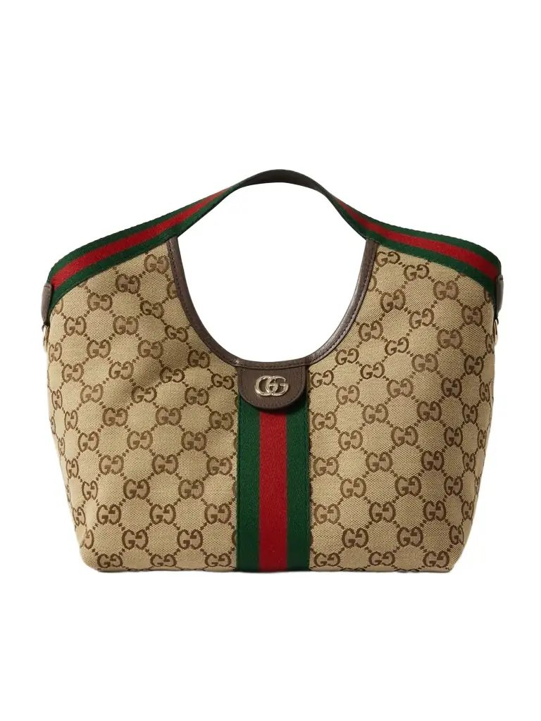 Gucci Giglio Small Leather-trimmed Canvas-jacquard Tote