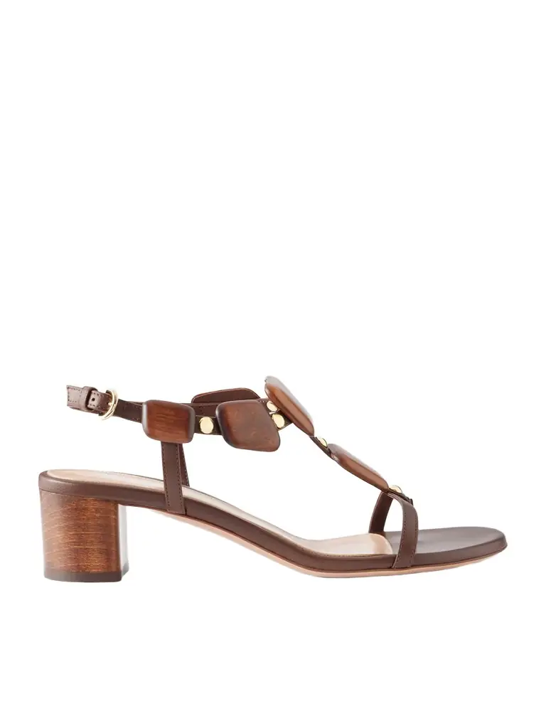 Gianvito Rossi 45 Appliquéd Studded Leather Thong Sandals