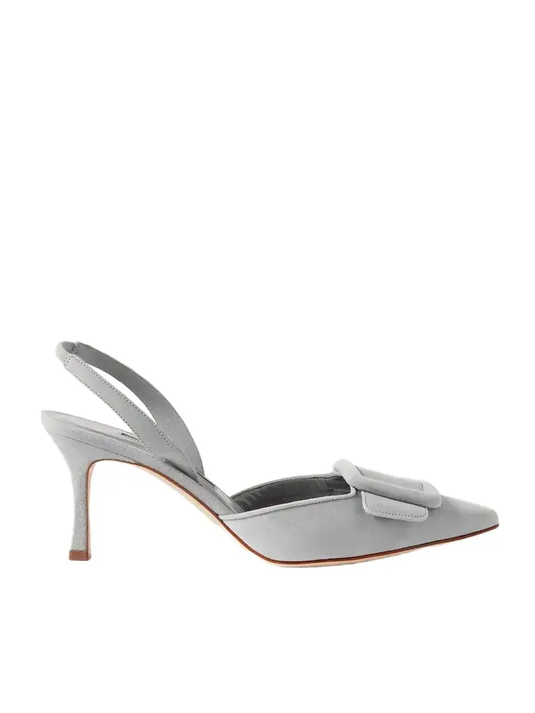 Manolo Blahnik Maysli 70 Buckled Suede Slingback Pumps
