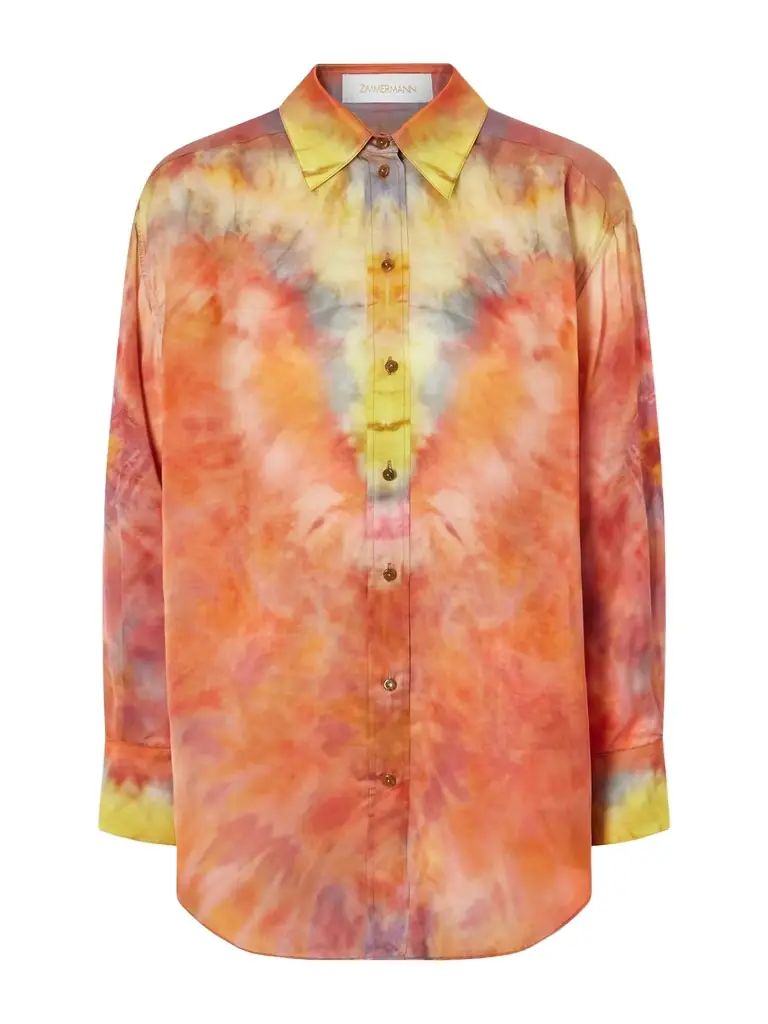 Zimmermann Alchemy Tie-dye Silk-satin Shirt