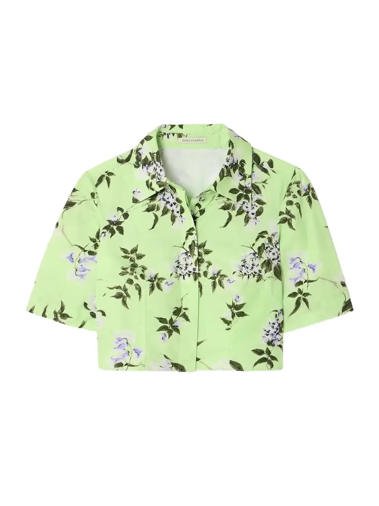 Emilia Wickstead Natalie Cropped Floral-print Cotton-poplin Shirt