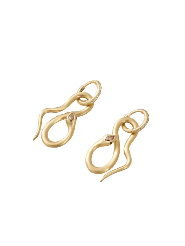 Ileana Makri Jungle Snake 18-karat Gold Diamond Hoop Earrings