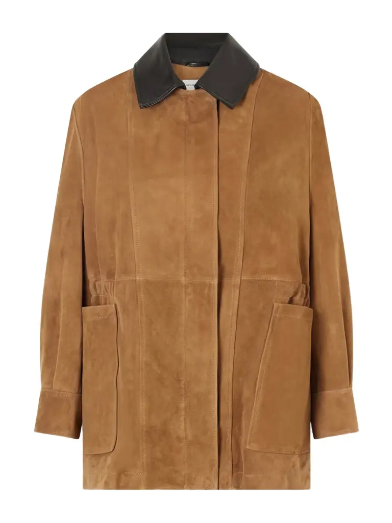 Nour Hammour Grange Gathered Leather-trimmed Suede Jacket