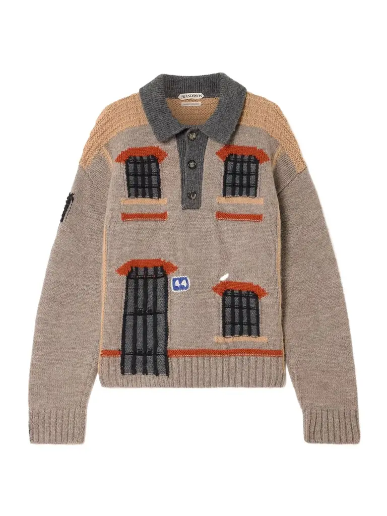 JW Anderson Intarsia-knit Wool Polo Sweater