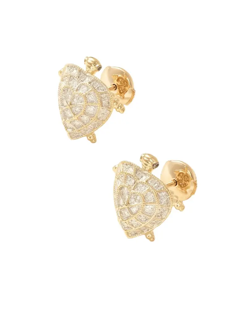 Yvonne Léon Tortue Coeur 9-karat Gold Diamond Earrings