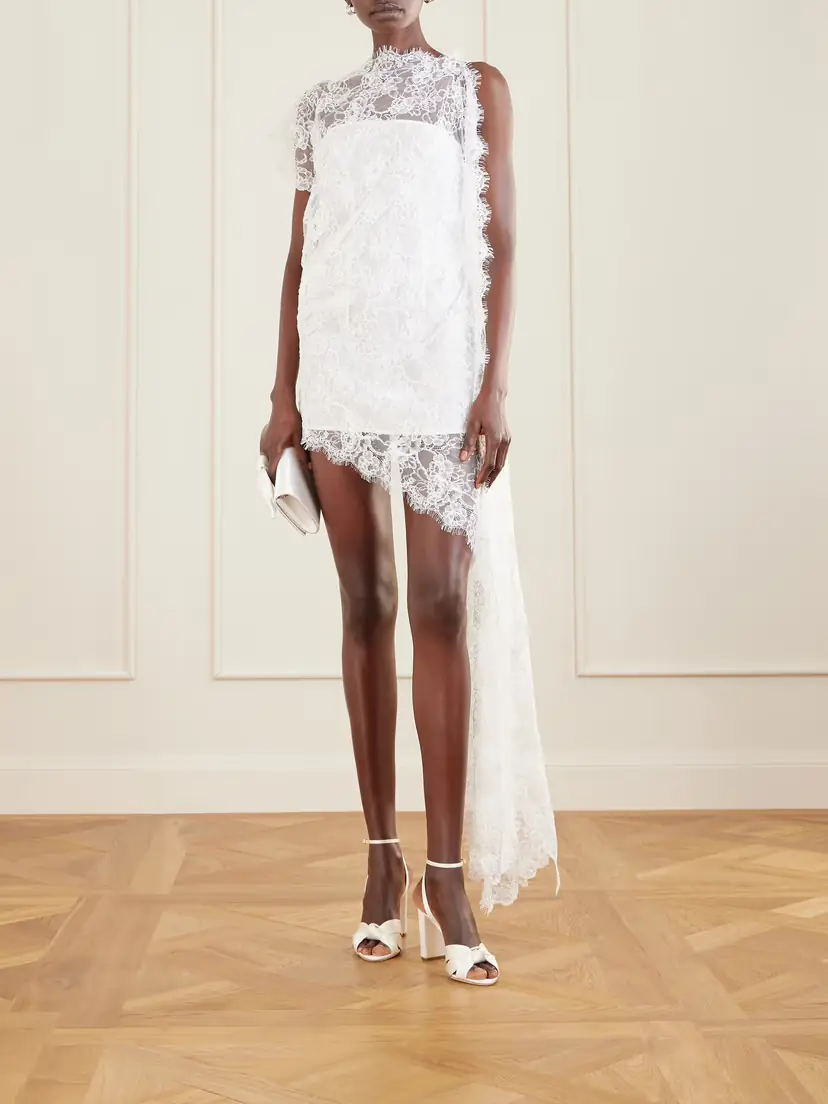 christopher esber floating lace cotton mini dress Christopher Esber Floating Backless Draped Lace Mini Dress