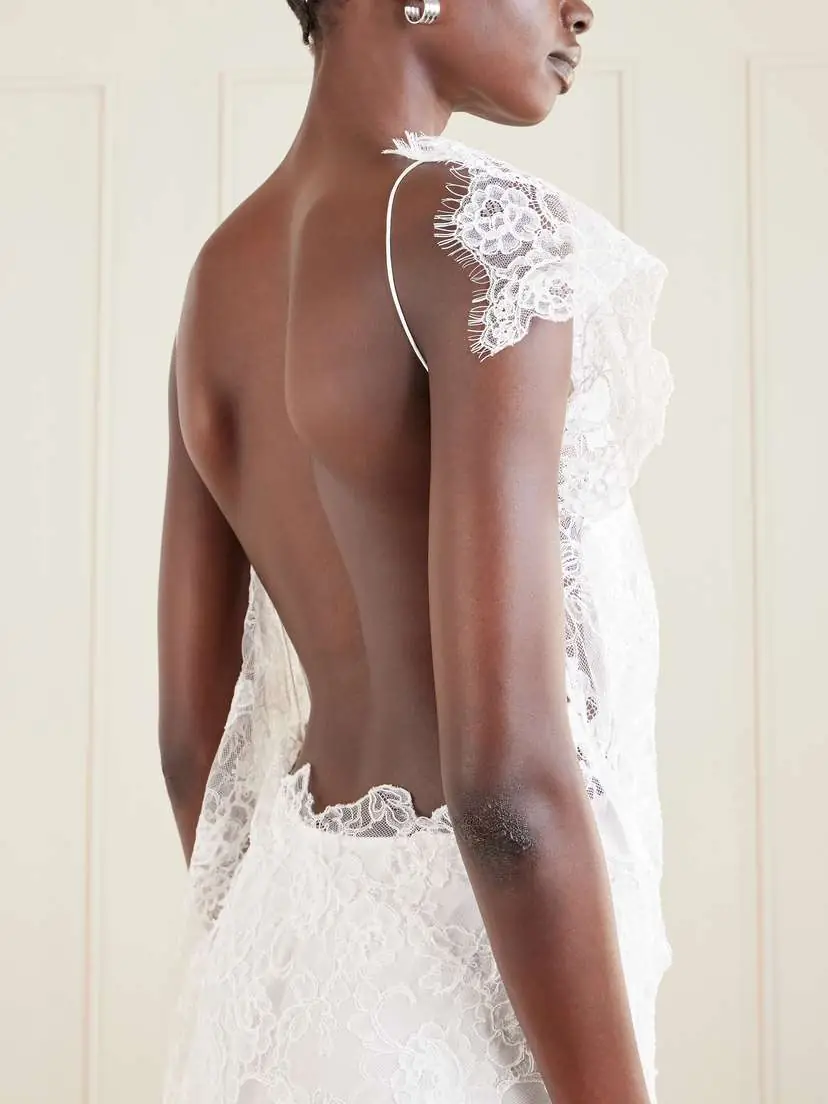 christopher esber floating lace cotton mini dress Christopher Esber Floating Backless Draped Lace Mini Dress