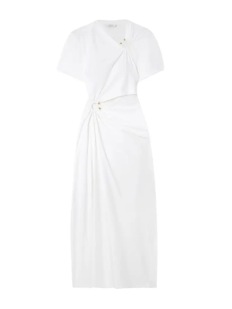 Rabanne Embellished Cutout Jersey Midi Dress
