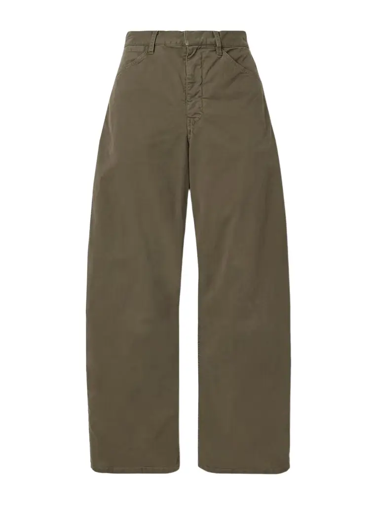 Nili Lotan Tribeca Brushed Cotton-blend Twill Barrel-leg Pants