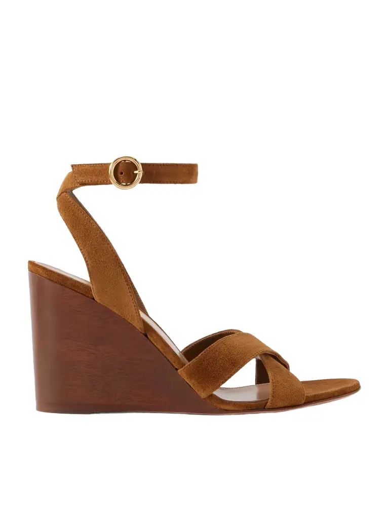 Gianvito Rossi 85 Suede Wedge Sandals - Women's Shoes