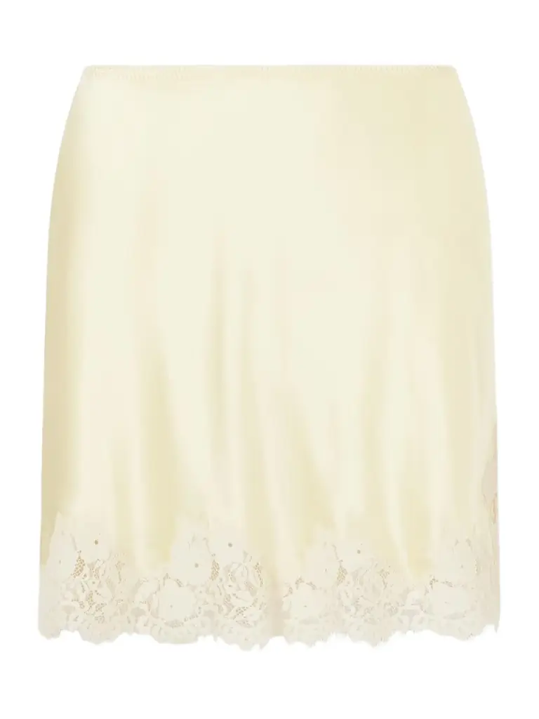 DÔEN Giulietta Lace-trimmed Silk-charmeuse Mini Skirt