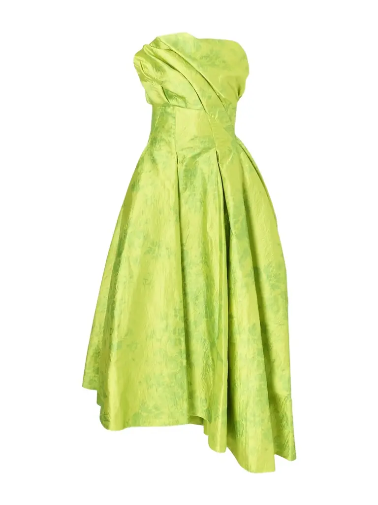 Erdem Asymmetric Frayed Pleated Floral-print Crinkled-satin Maxi Dress