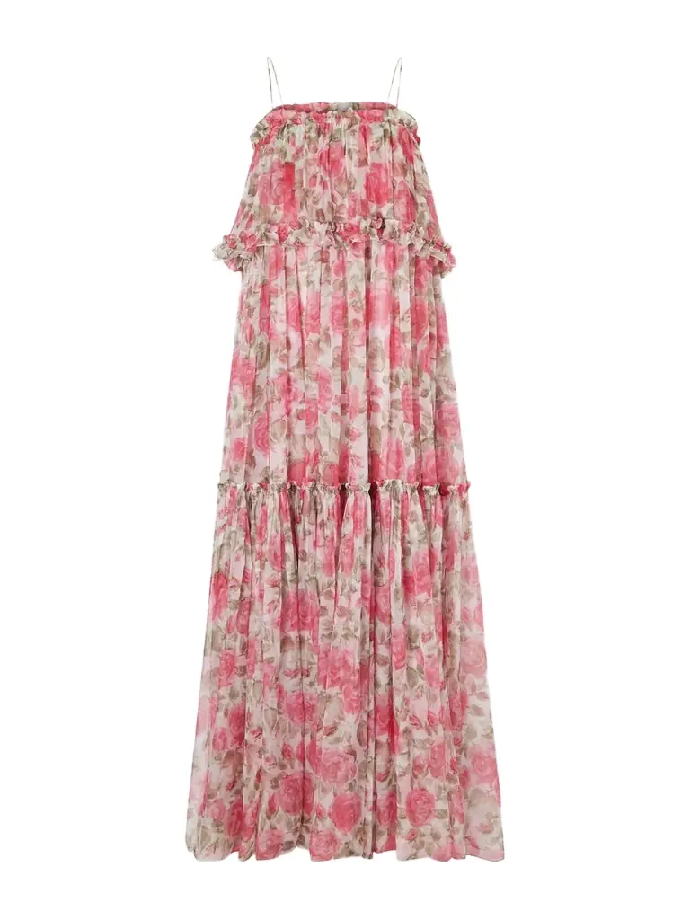 Chloé Floral-print Ruffled Silk-chiffon Maxi Dress