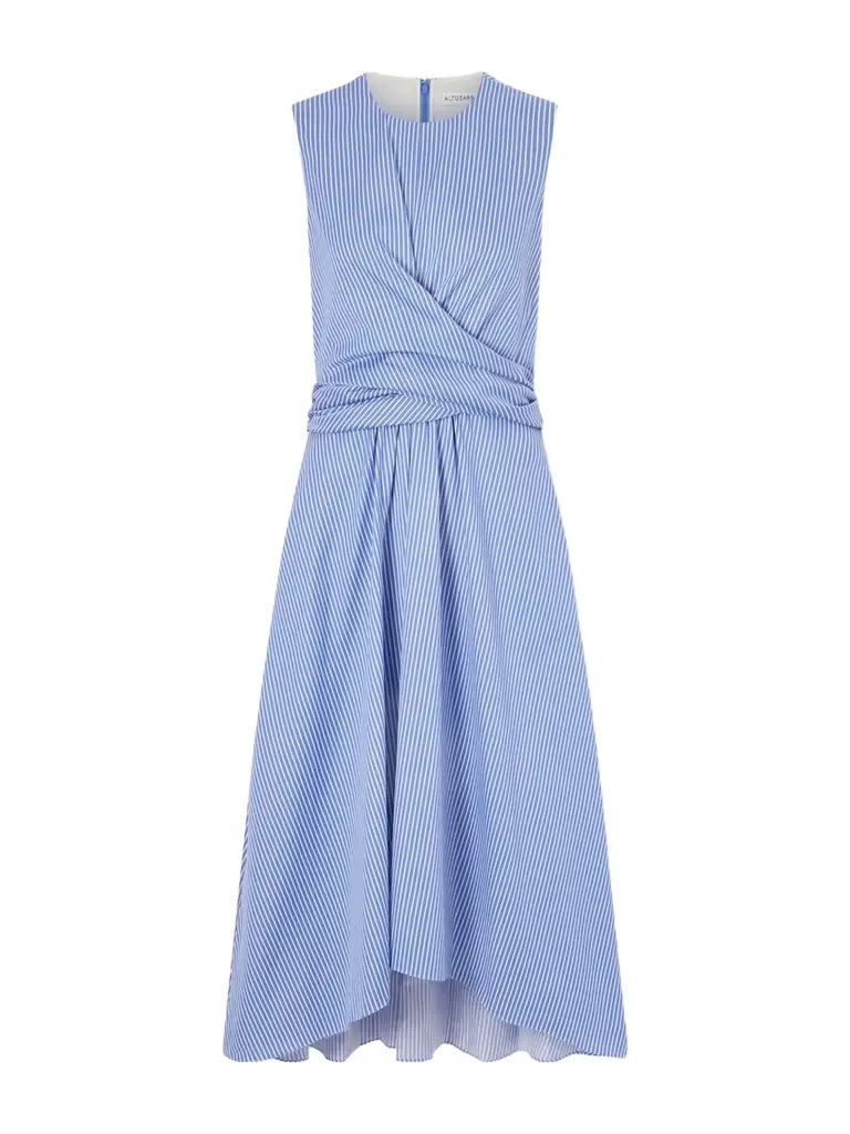 Altuzarra Penny Striped Gathered Cotton Midi Dress