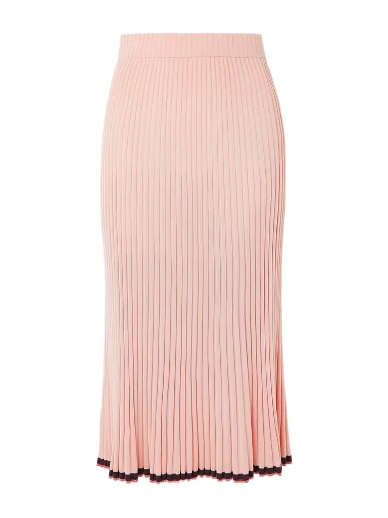 Zimmermann Pleated Ribbed-knit Midi Skirt