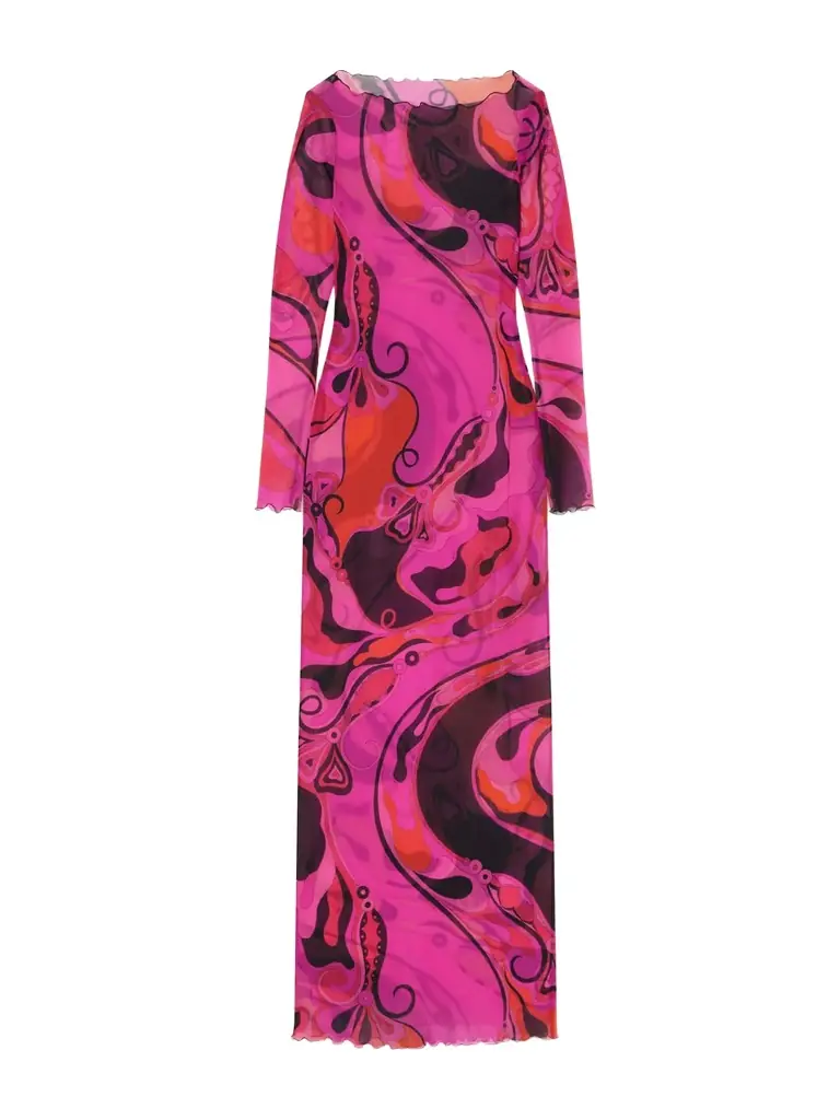 PUCCI Printed Tulle Maxi Dress