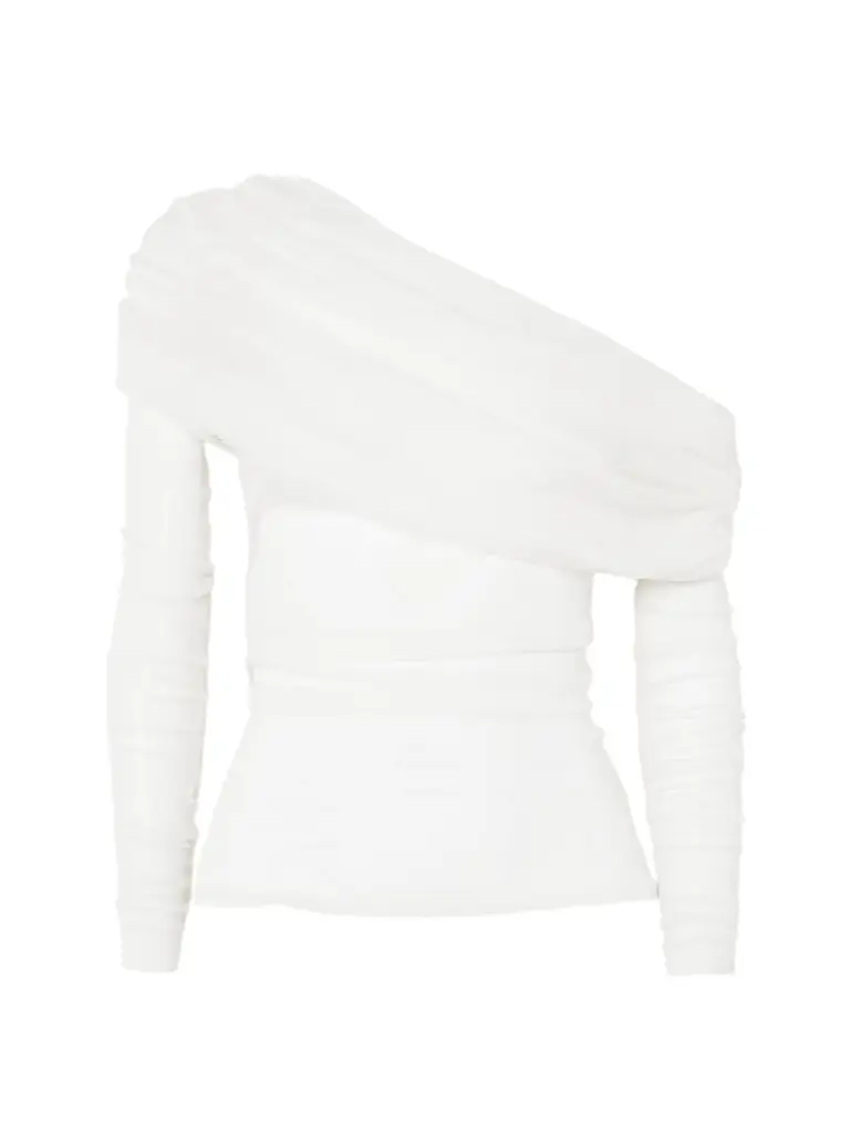Christopher Esber Off-the-shoulder Gathered Silk-tulle Top