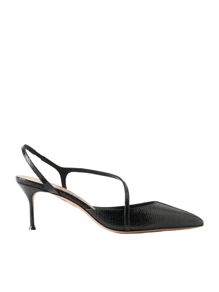 Aquazzura Dynasty 65 Snake-effect Leather Slingback Pumps