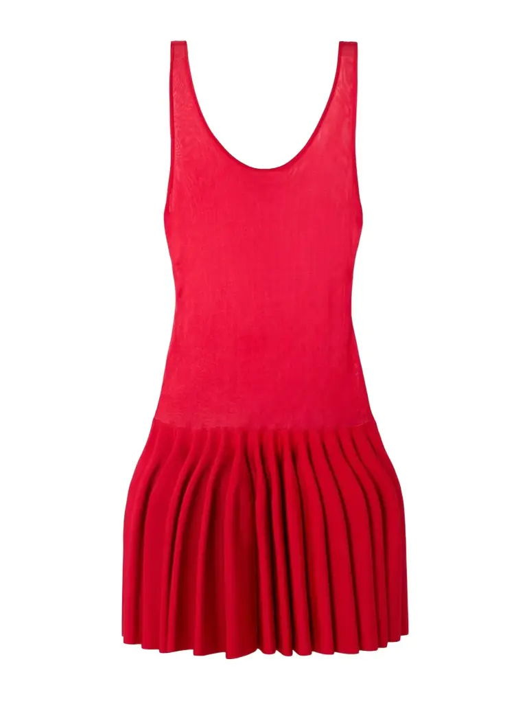 Alaïa Pleated Jersey And Stretch-knit Mini Dress