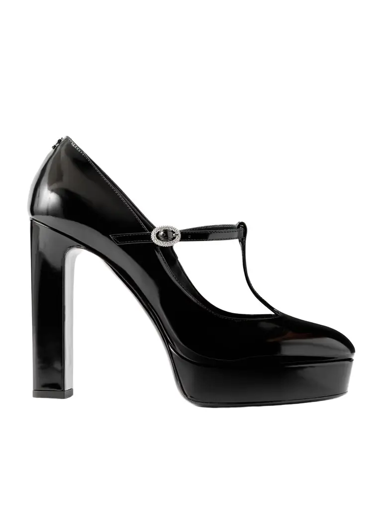 Jimmy Choo Marene 120 Embellished Patent-leather Mary Jane Pumps