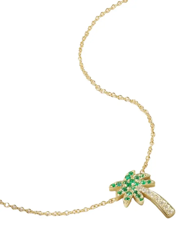 Jennifer Meyer Palm Tree 18-karat Gold, Diamond And Emerald Necklace
