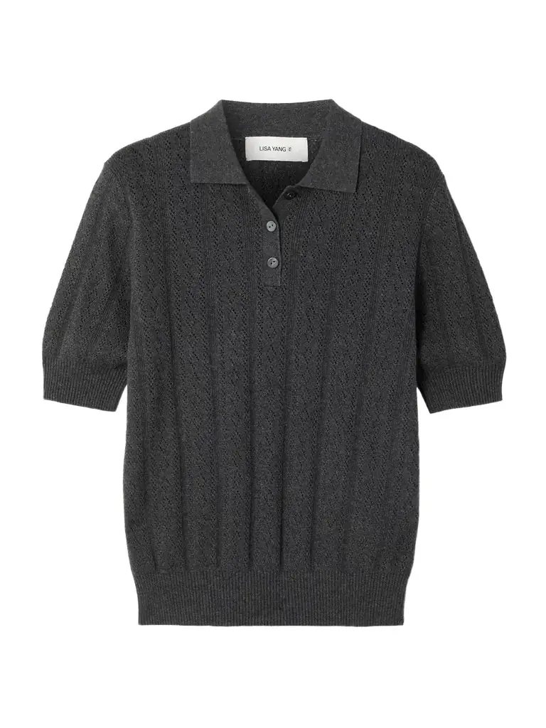 Lisa Yang Cristine Pointelle-knit Cotton And Cashmere-blend Polo Shirt