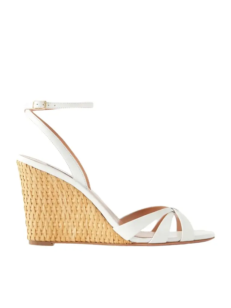 Aquazzura Tati 85 Leather Wedge Sandals