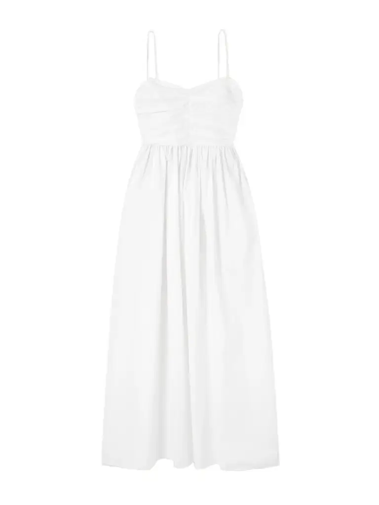 Matteau Gathered Organic Cotton-poplin Midi Dress