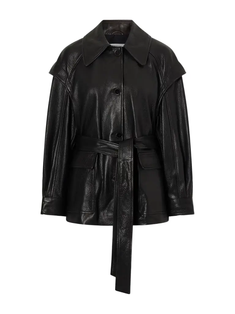 Nour Hammour Perrin Belted Full-grain Jacket