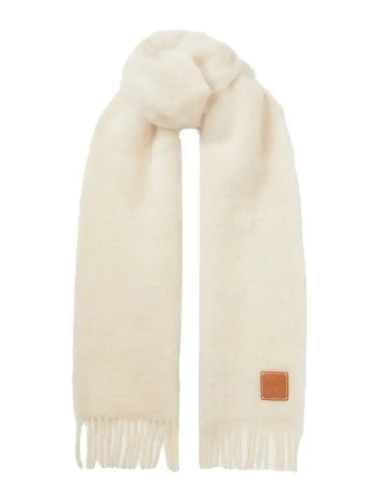 Loewe Leather-trimmed Fringed Mohair-blend Scarf
