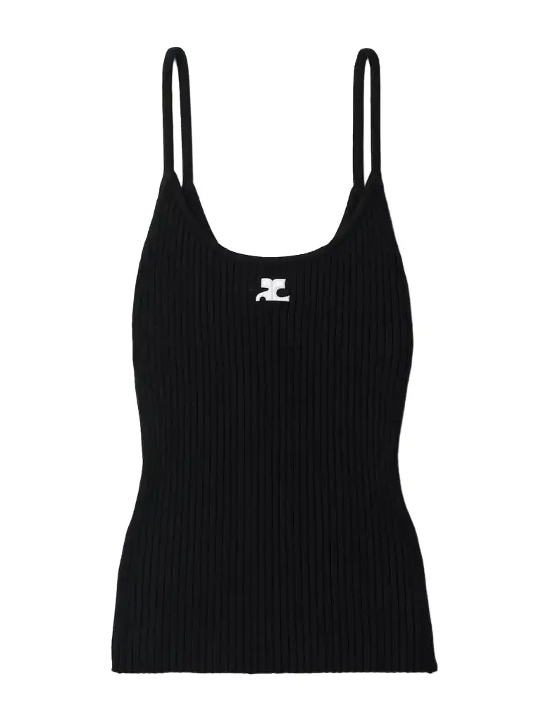 Courreges Reedition Appliquéd Ribbed-knit Tank
